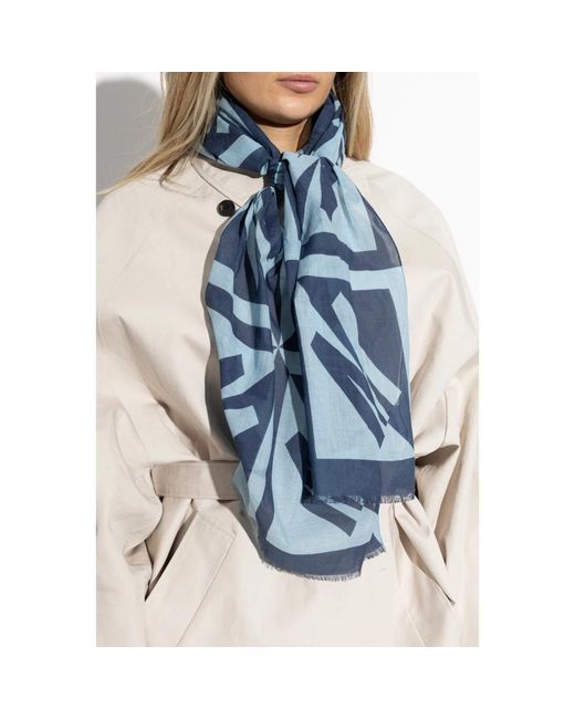 Moschino Accessoires ,Blauw ,Katoen Logo Scarf in het Blue