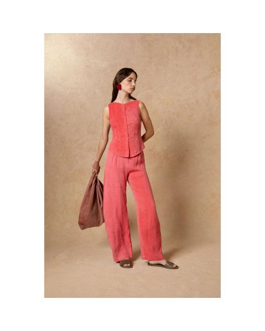 Cortana Red Straight Trousers