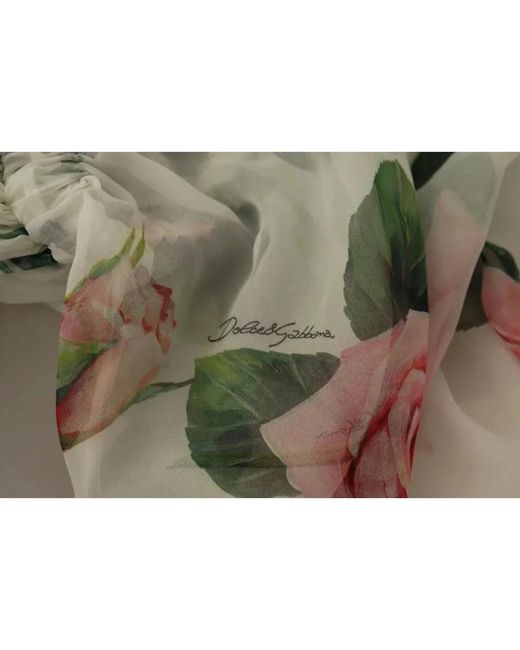 Dolce & Gabbana Gray Weiße blumen seiden maxi kleid mit rosen