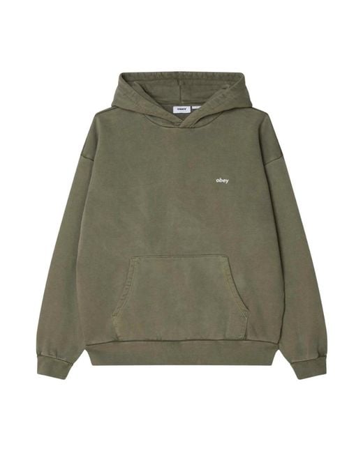 Obey Hoodies & Sweatvesten ,Groen ,Katoen Lowercase Pigment Hoodie in het Green voor heren