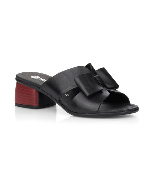 Remonte Black Heeled Mules