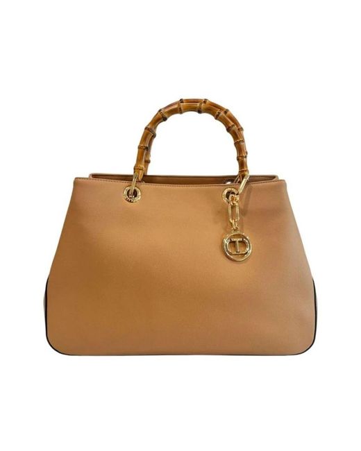 Twinset Tassen ,Bruin ,Leer Pu Leren Handtas Met Handvatten Aan De Bovenkant En Ritssluiting in het Brown