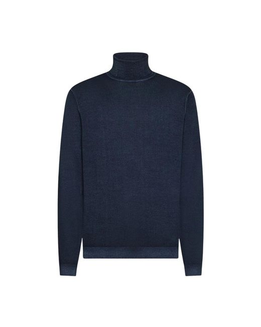 Sun 68 Truien & Vesten ,Blauw ,Wol Fox Vintage-Effect Turtleneck Jumper in het Blue voor heren