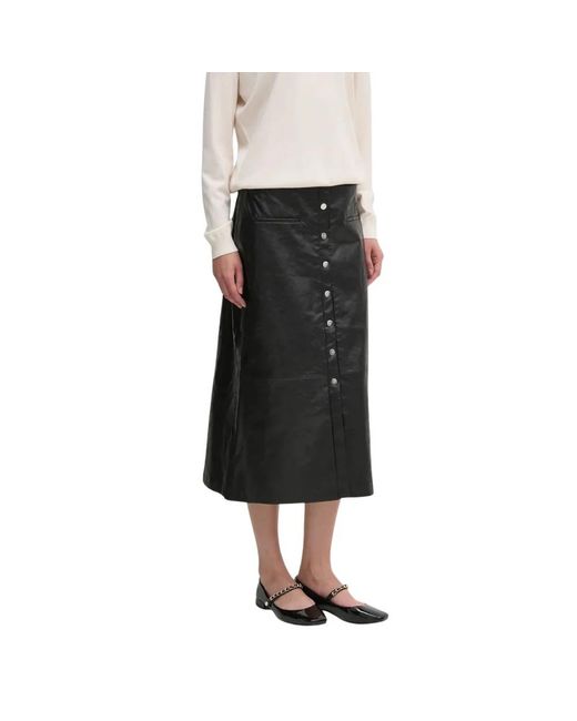 DKNY Button Midi Rok in het Black