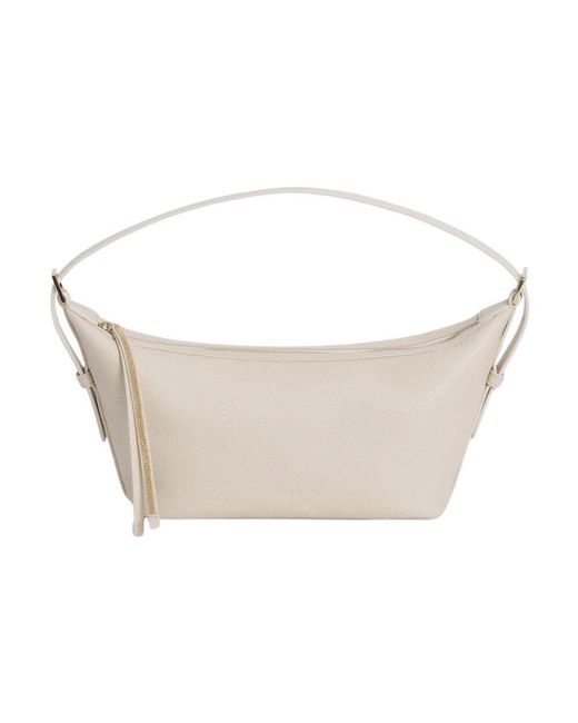 Fabiana Filippi White Weiße Leder-Schultertasche