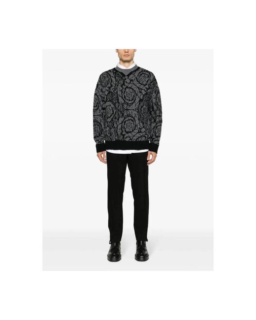 Versace Gray Round-Neck Knitwear for men