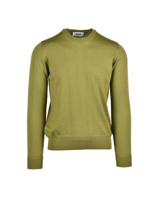 Alpha Studio Green Round-Neck Knitwear for men