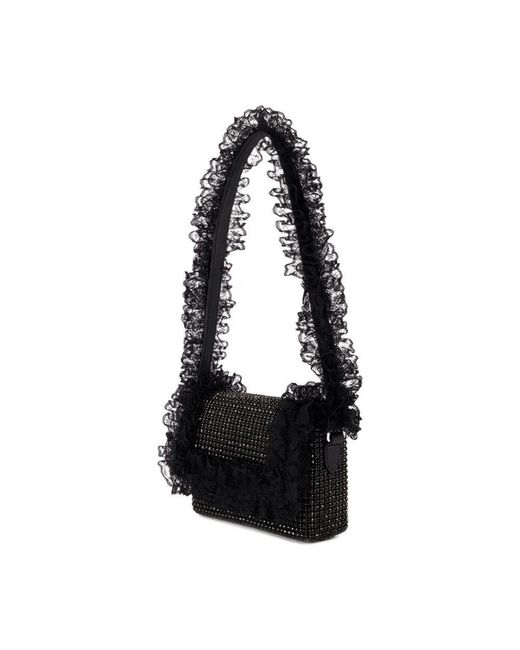 Self-Portrait Black Crystal Lace Detail Bag