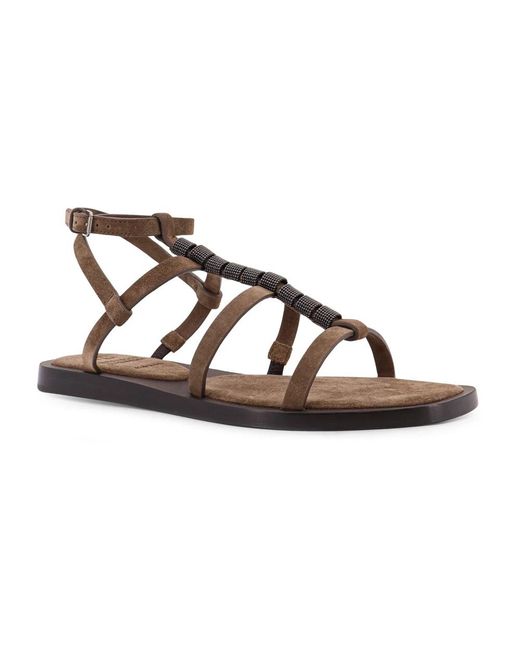 Brunello Cucinelli Brown Flat Sandals