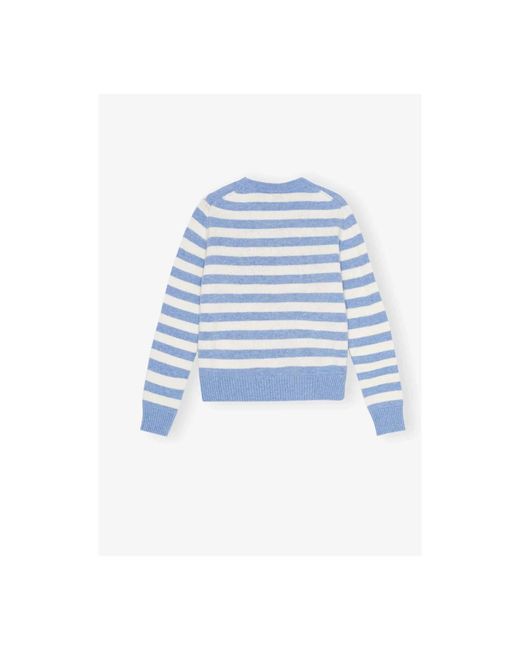 Ganni Blue Round-Neck Knitwear