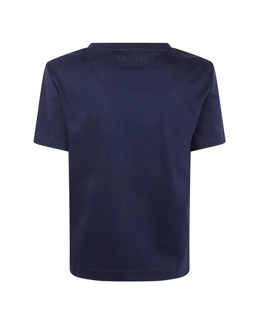 Max Mara Tops ,Blauw ,Katoen Mxpdonata Small Logo Cotton Classic T-Shirt in het Blue