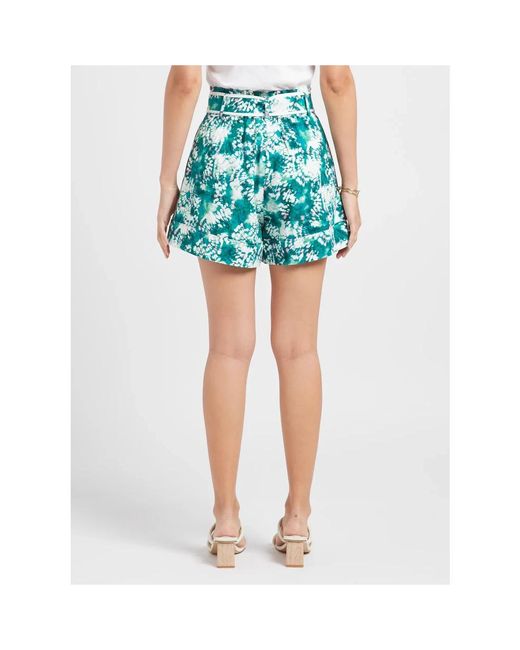 Suncoo Korte Broeken ,Veelkleurig ,Katoen High-Waisted Short Shorts in het Blue