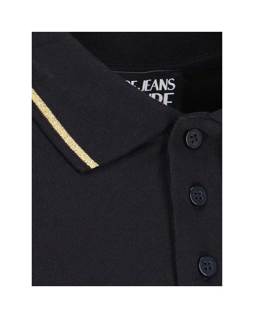Versace Klassisches polo shirt mit goldenen akzenten in Black für Herren
