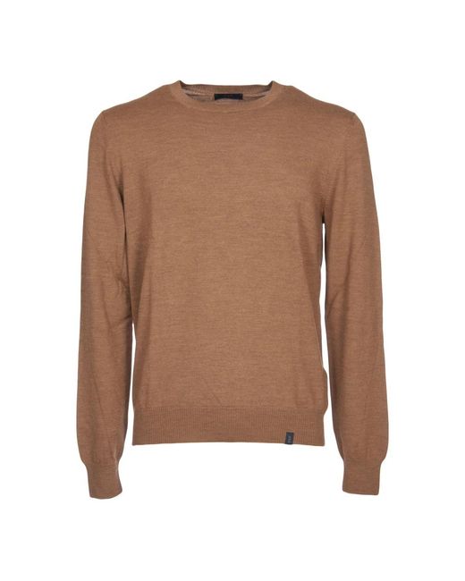 Fay Round-Neck Knitwear in het Brown voor heren
