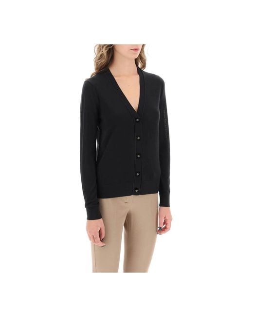 Cardigan simone in lana e seta di Tory Burch in Black