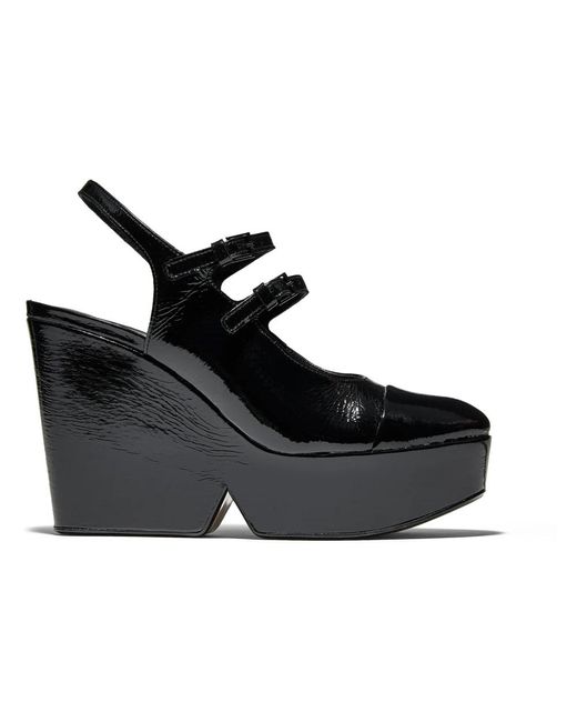 Robert Clergerie Black Elegante Offene Zehen Keilabsätze