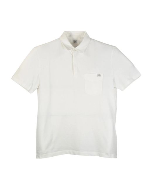 C P Company Polo Met Logo Patch in het White voor heren
