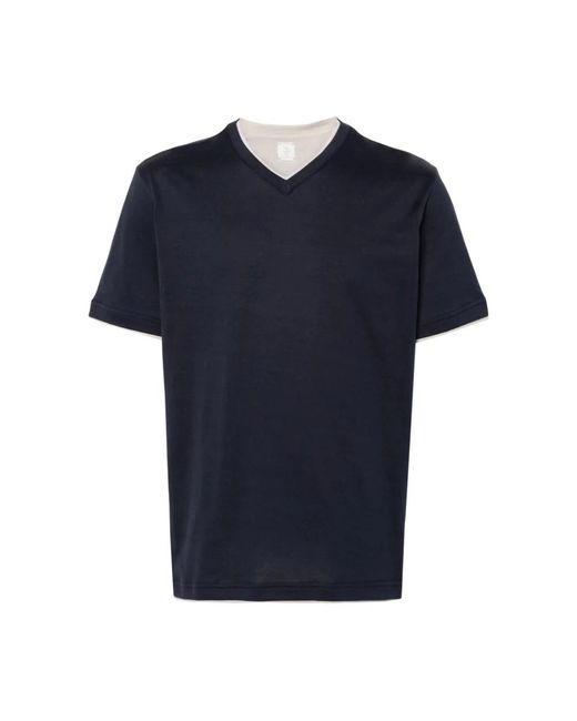 Eleventy Navy v-neck baumwoll t-shirt in Blue für Herren