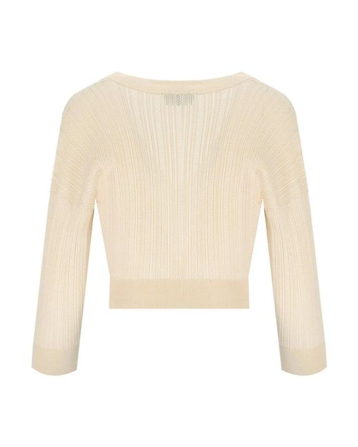 Elisabetta Franchi White V-Neck Knitwear