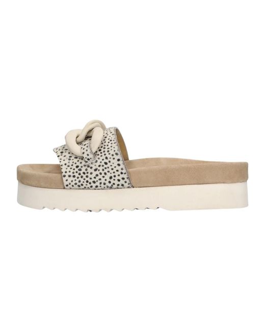 Maruti Schoenen ,Veelkleurig ,Suède Pixelprint Ponyhair Slipper in het Natural