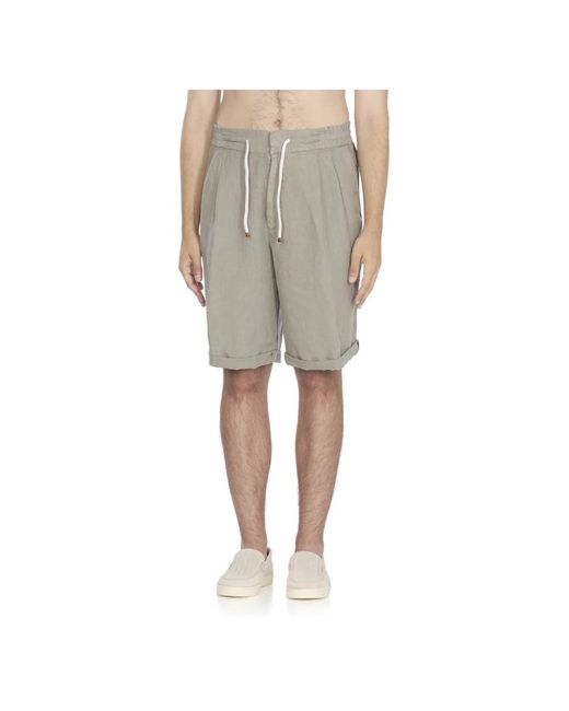 Brunello Cucinelli Taupe Leinen Bermuda Shorts Für Männer in Gray für Herren
