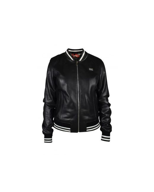 Philipp Plein Jassen ,Zwart ,Leer Bomber Jacket in het Black