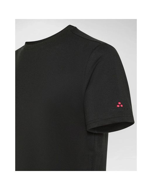 Peuterey Tops ,Zwart ,Katoen Stretch T-Shirt Van Katoenpiqué En Zijde in het Black voor heren