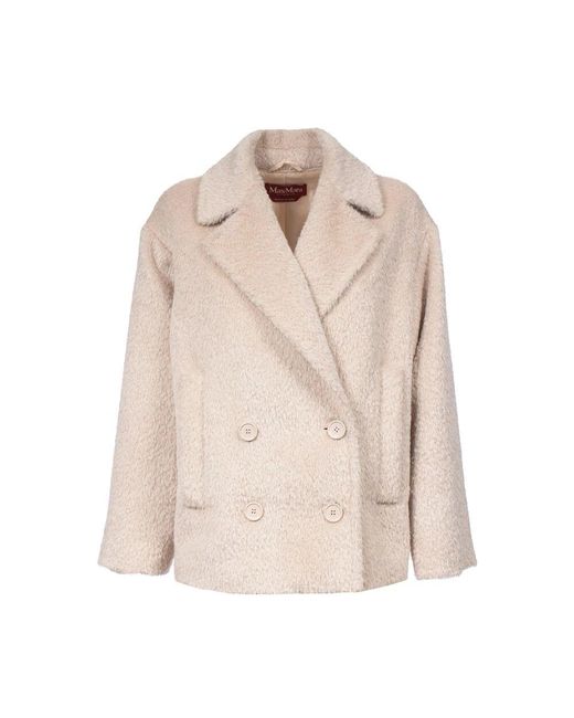 Max Mara Natural Alpaka tel mit doppelreihiger knopfleiste und reverskragen
