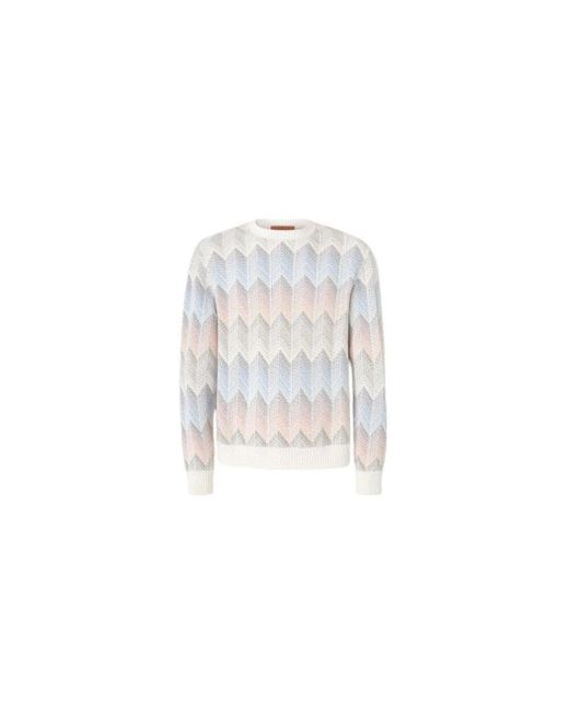 Missoni Gradient Chevron Crewneck Sweater Mit Piping in White für Herren