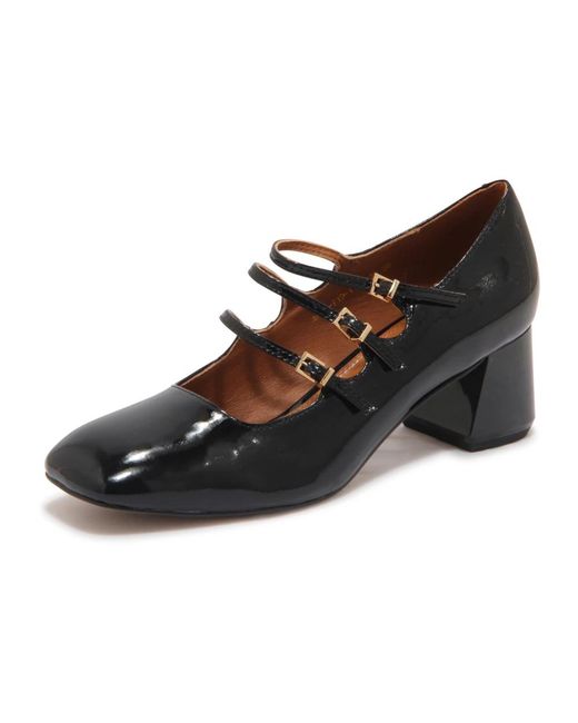 Emanuélle Vee Schoenen ,Zwart ,Leer Zwarte Lakleren Mary Jane Schoenen in het Black