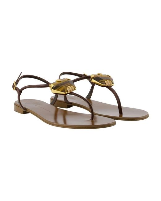 Giuseppe Zanotti Brown Flat Sandals