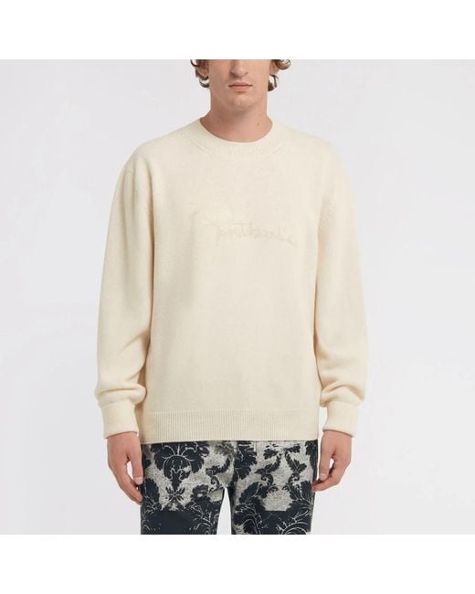Roberto Cavalli White Round-Neck Knitwear for men