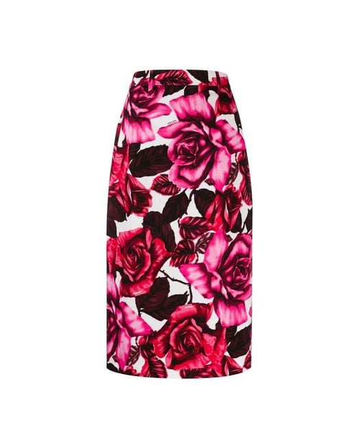 Prada Red Midi Skirts