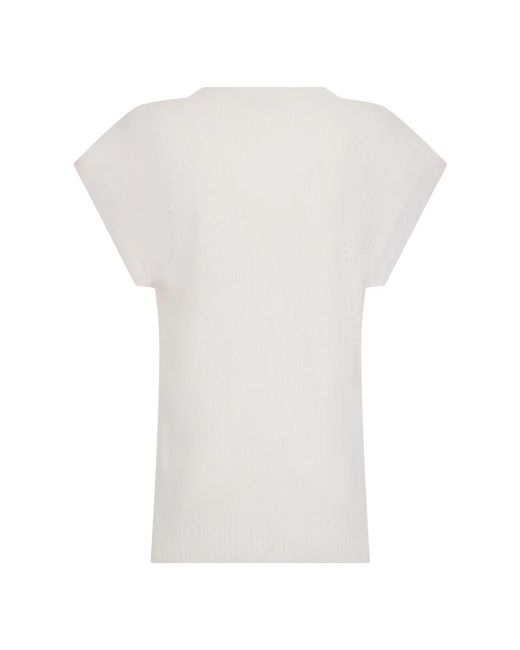 Malo White Kurzarmpullover