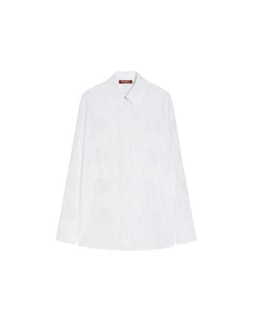 Max Mara White Weißes Besticktes Hemd