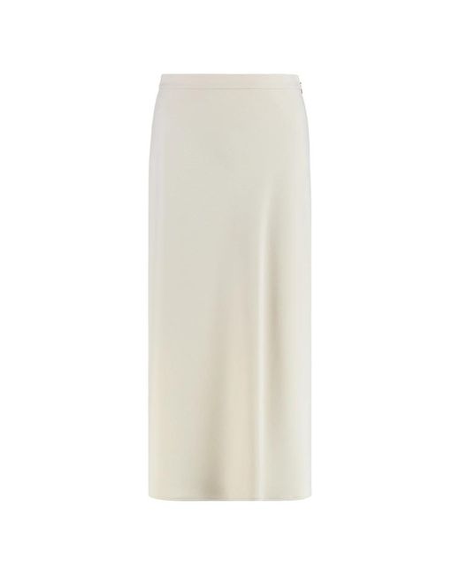 Calvin Klein White Crepe-Rock Mit Seitlichem Reißverschluss