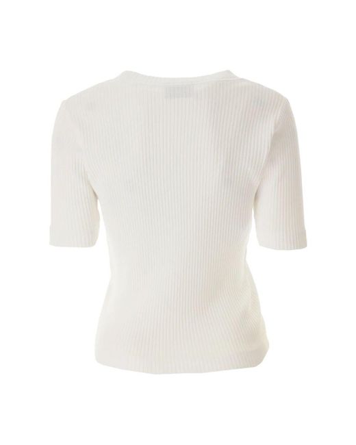 Moschino White Baumwoll logo patch t-shirt