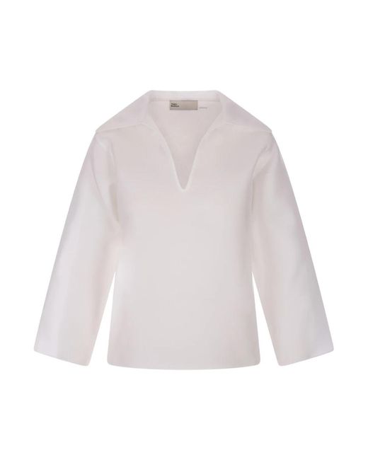 Long Sleeve Tops di Tory Burch in White