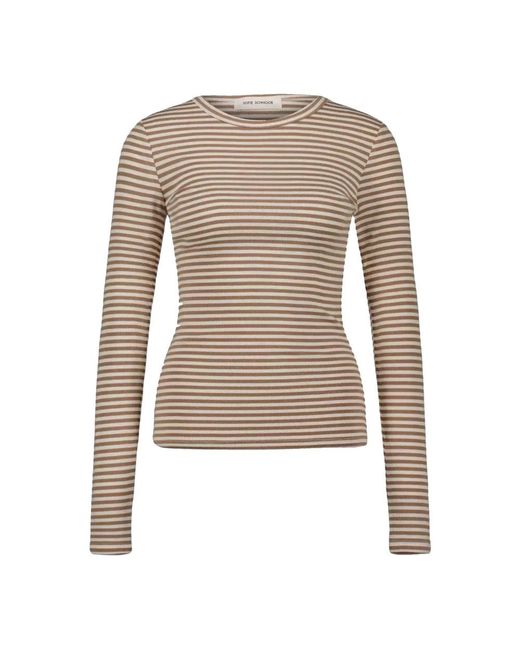 Sofie Schnoor Tops ,Veelkleurig ,Spandex Petricia Long Sleeve Top in het Brown