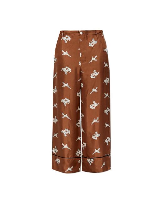 Marni Silk Printed Broeken in het Brown