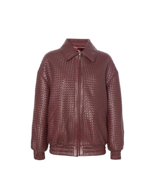 Manokhi Purple Leather Jackets