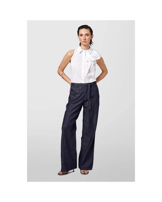 Wide Trousers Alpha Studio de color Blue
