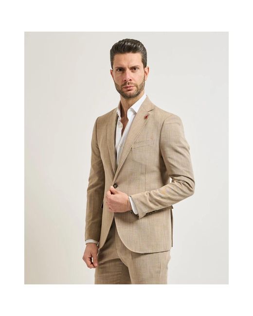 MULISH Kostuums ,Polyester Single-Breasted Pak in het Natural voor heren