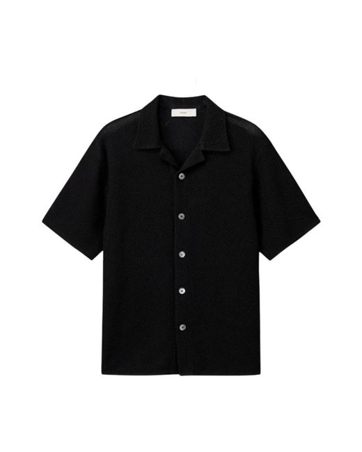 DUNST Open Collared Crochet Shirt in het Black voor heren