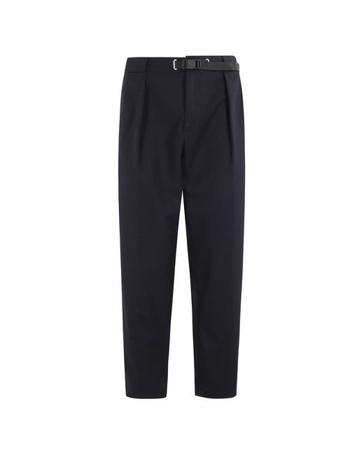 White Sand Blue Straight Trousers for men