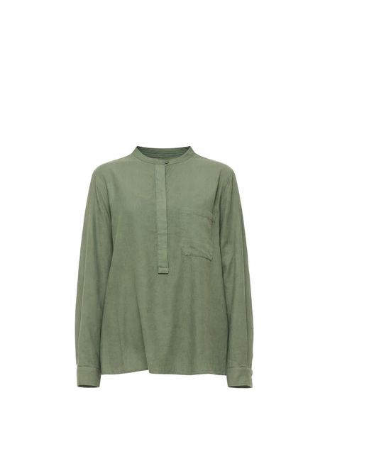 Pomandère Overhemden ,Groen ,Katoen Zijden-Katoen Poplin Blouse in het Green