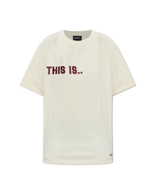 DSquared² Tops ,Katoen T-Shirt Met Print in het White