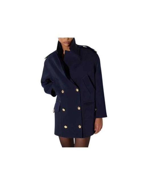 Elisabetta Franchi Blue Double-Breasted Coats