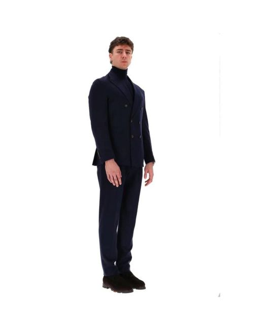 Eleventy Kostuums ,Blauw ,Wol Jersey Pak Met Dubbele Rij Knopen in het Blue voor heren