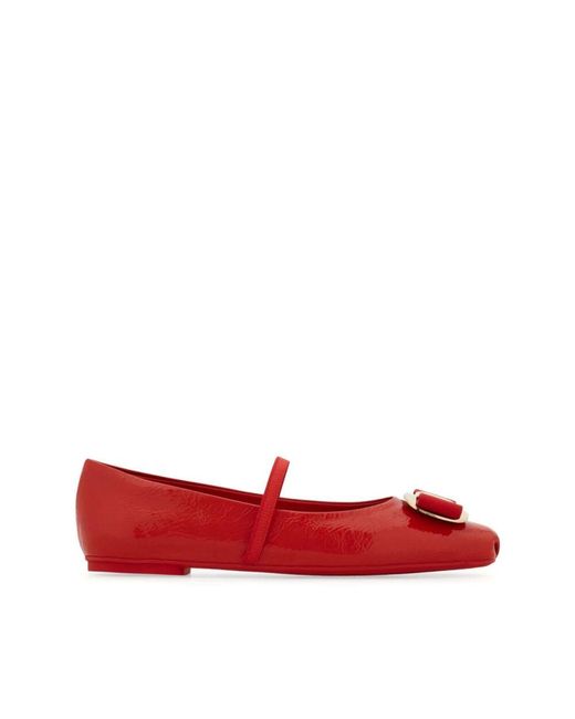 Ferragamo Red Rote flache schuhe für frauen